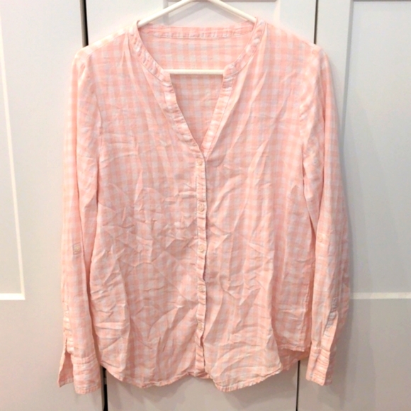 Calvin pink gingham button up roll up top - Picture 3 of 6